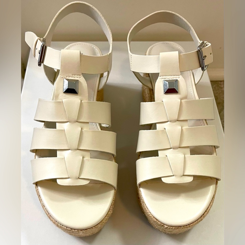 MARC FISHER Jenila Dress Espadrille Wedge Sandals Women's Size‎ 9.5 Ivory